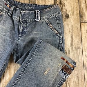 Free People Embroidered Wide Leg Jeans 31